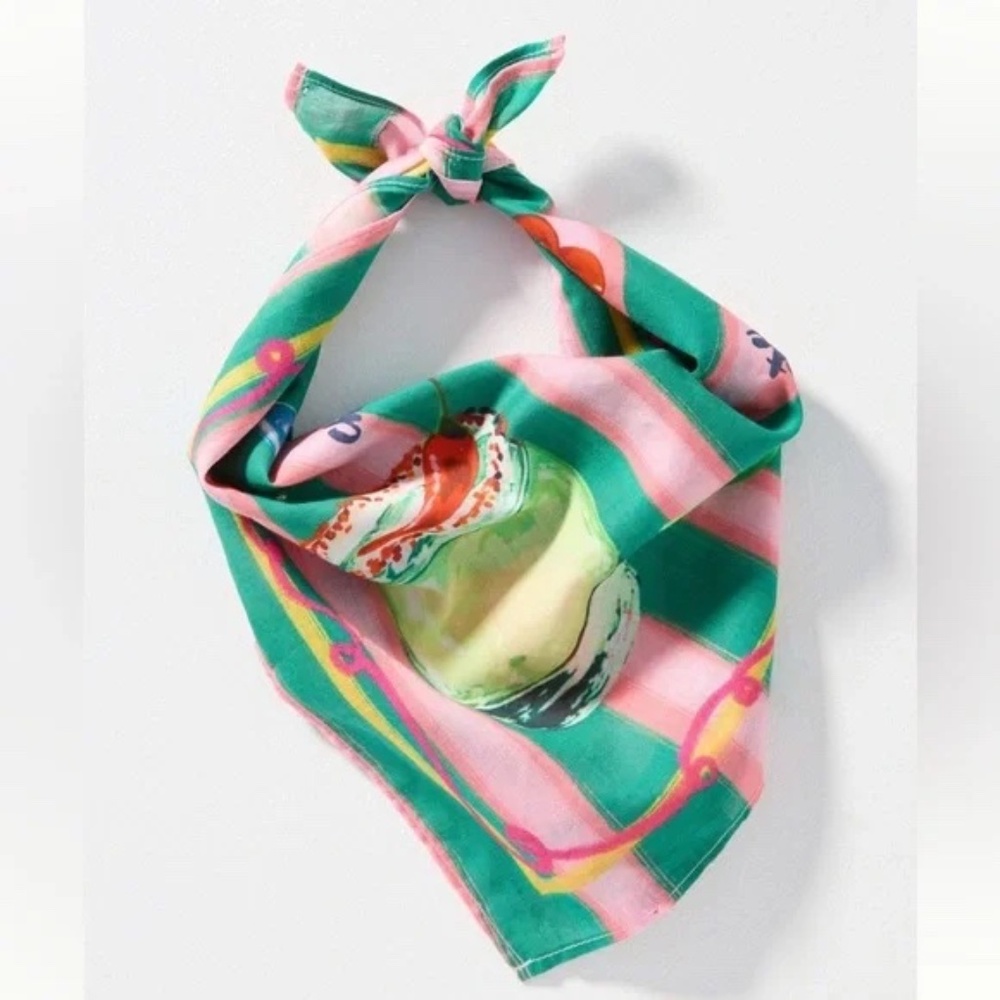 Anthropologie Vismaya Summer Edit Cotton Square Scarf Cocktails NWT